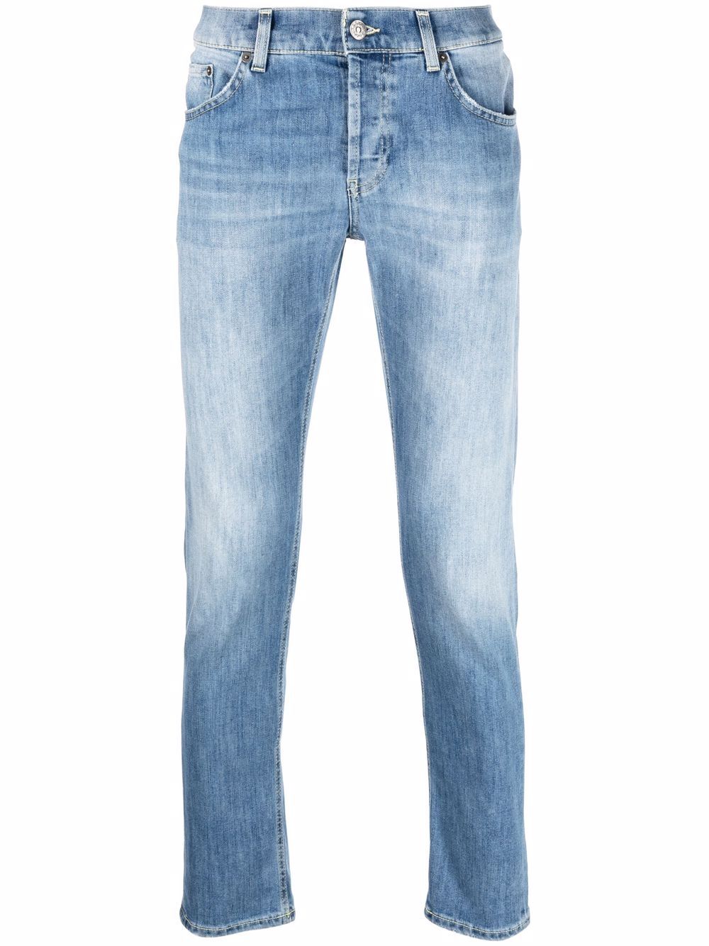 Stonewashed straight-leg jeans - Blue