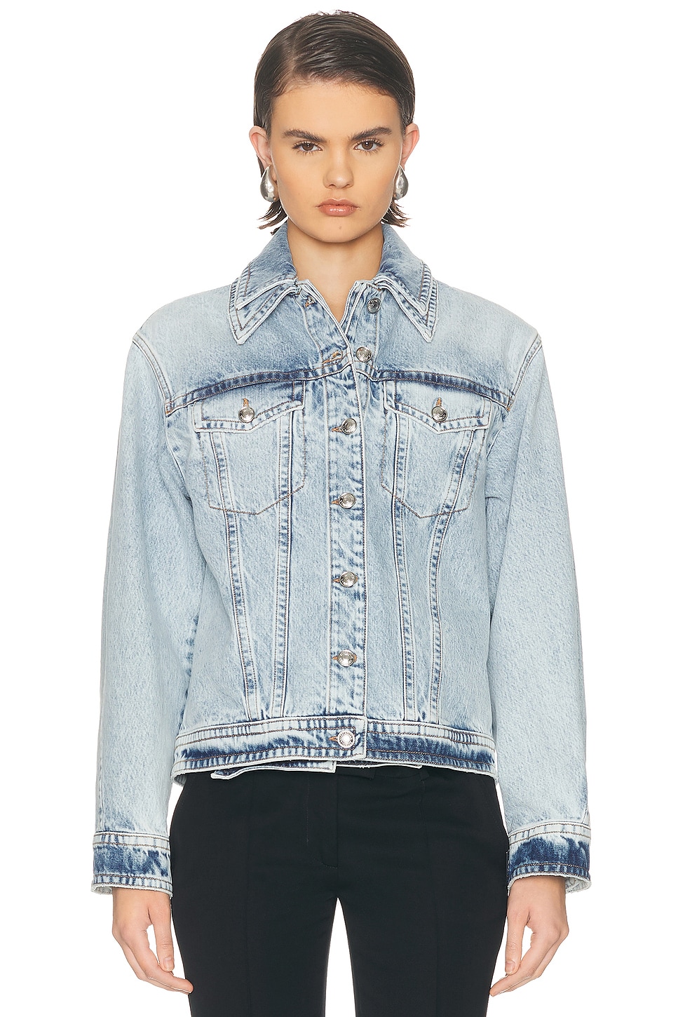 Sportmax Cloro Denim Jacket in Midnight Blue - Blue. 0 also