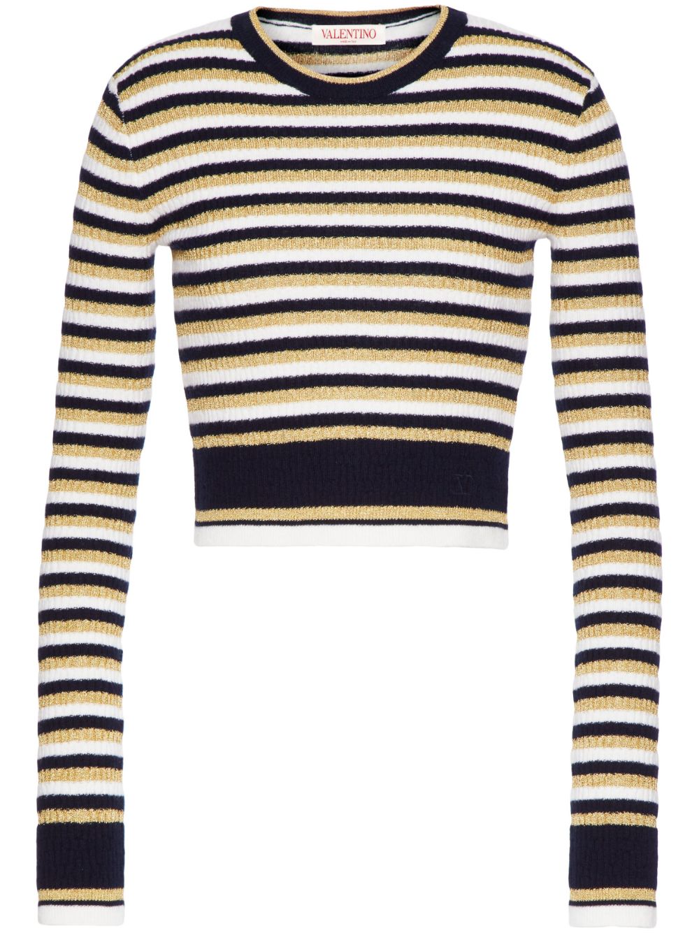 Striped lurex cropped jumper - Neutrals
