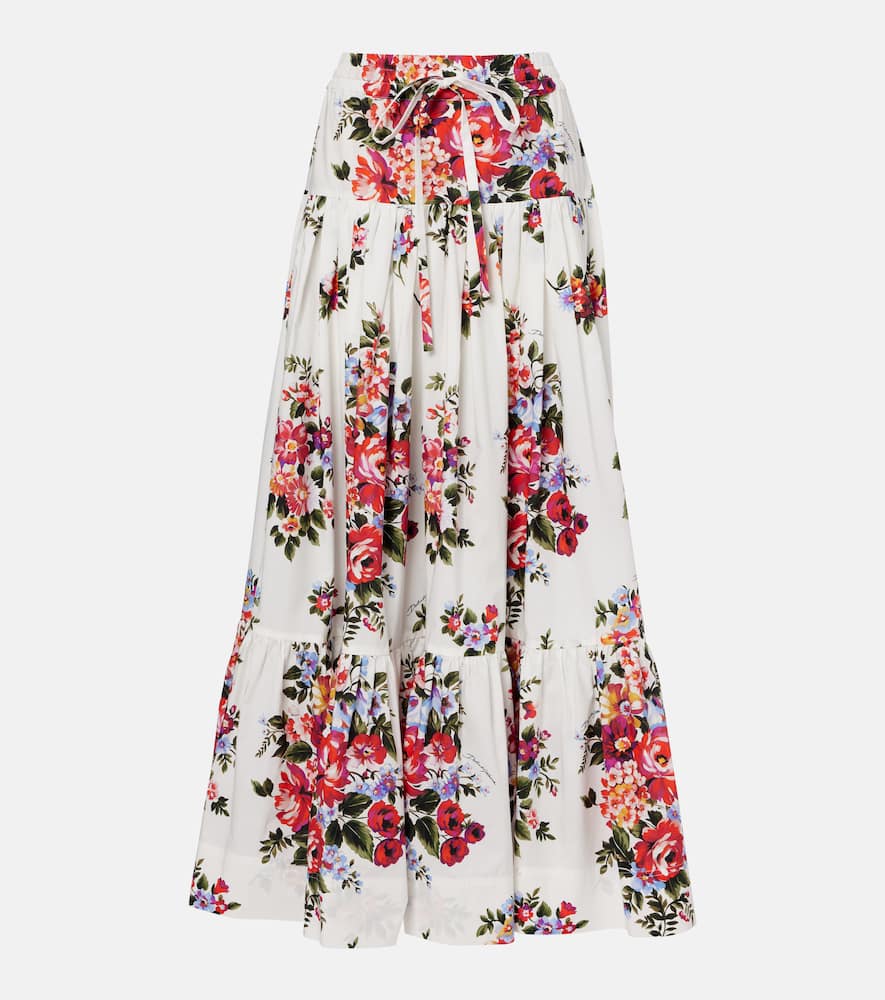 Floral cotton poplin maxi skirt