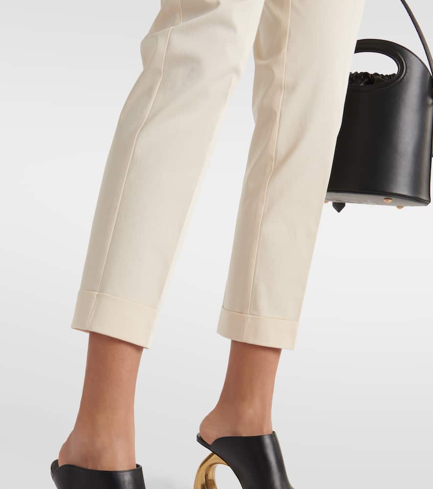 High-rise cotton-blend tapered pants