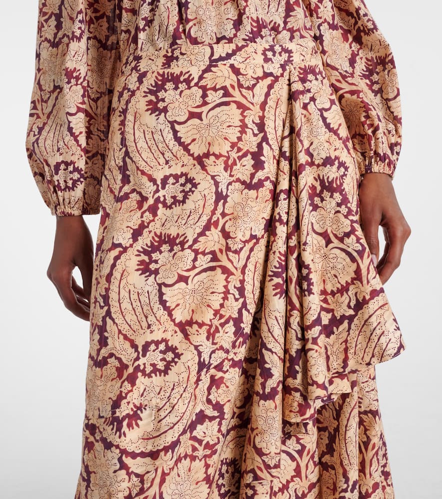 Sabina printed cotton-blend maxi skirt