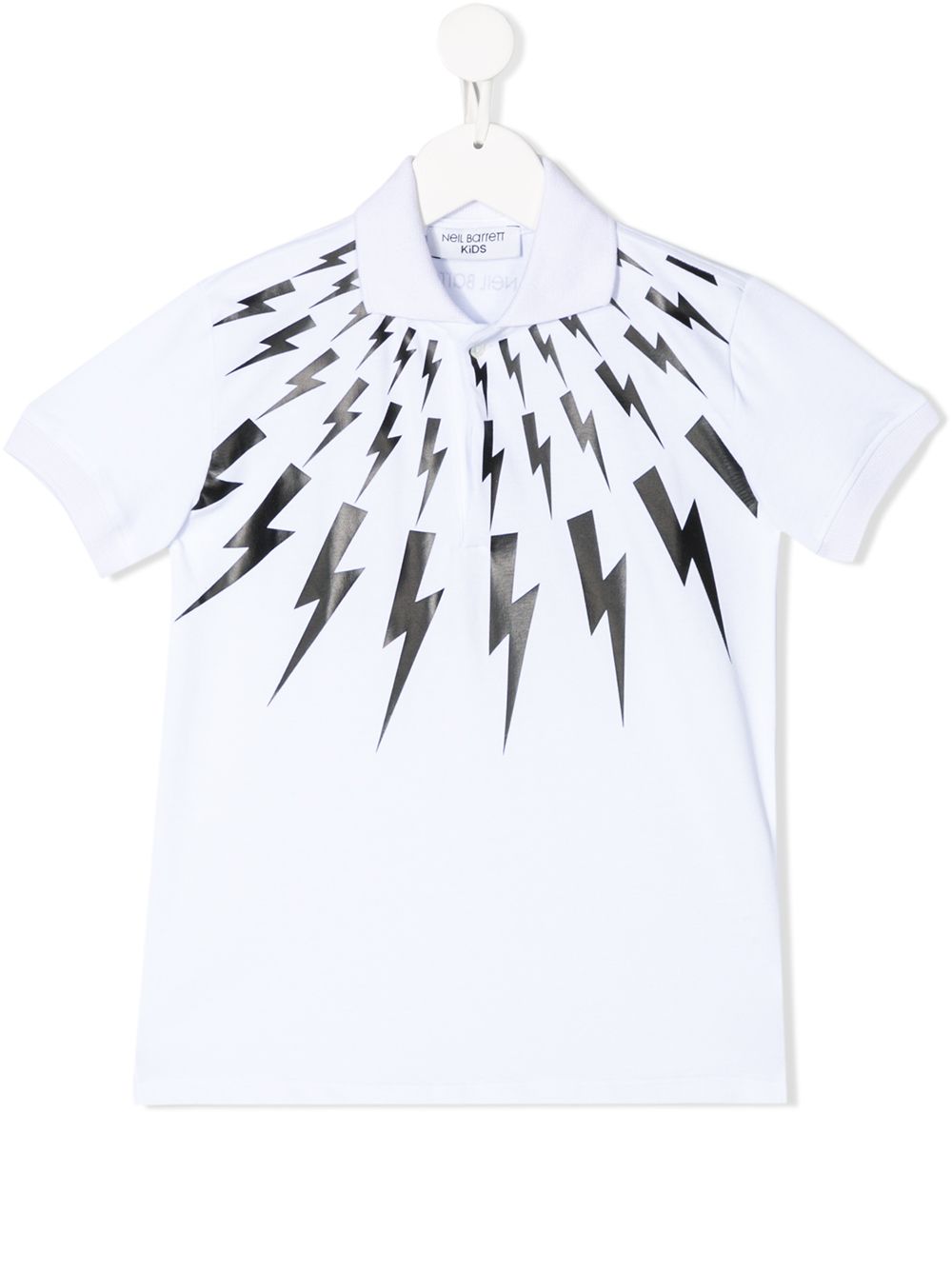 Lightning print polo shirt - White