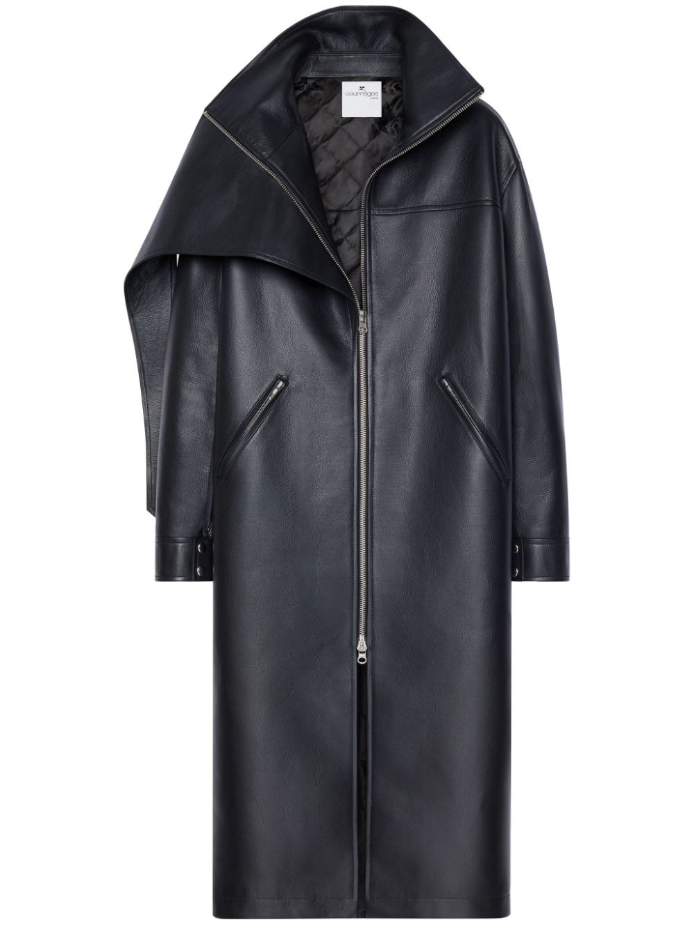 Oversize leather coat - Black
