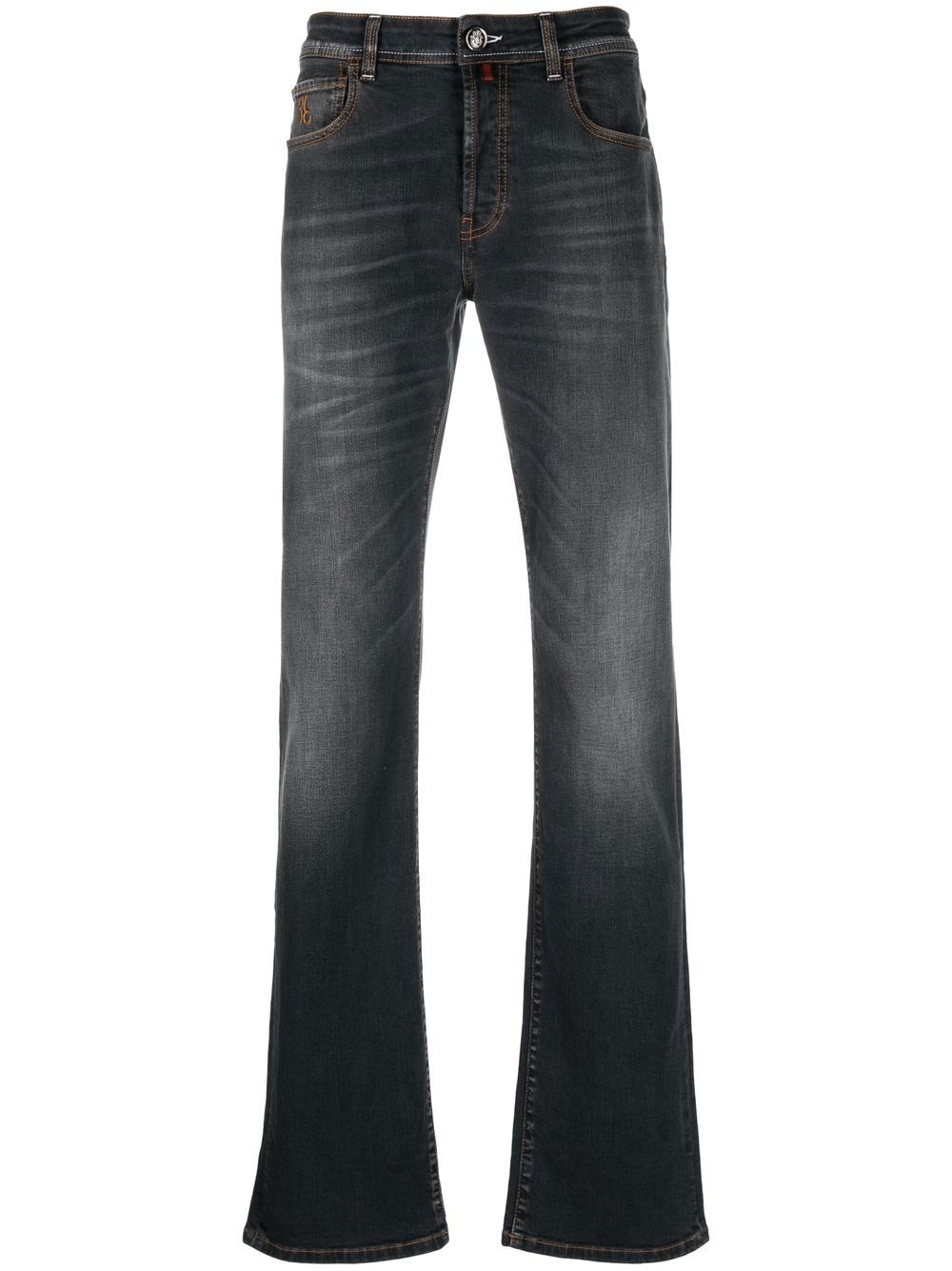 Logo-patch straight-leg jeans - Grey