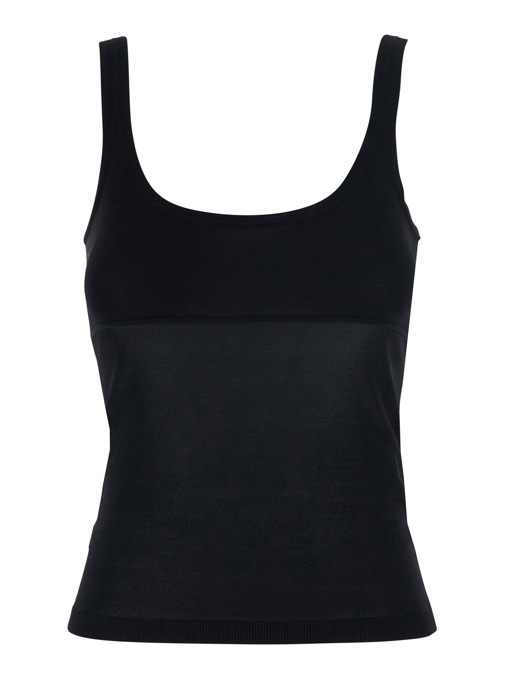 Viscose Round-Neck Tank Top — Black