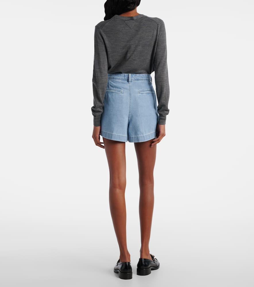 Hana pleated denim shorts