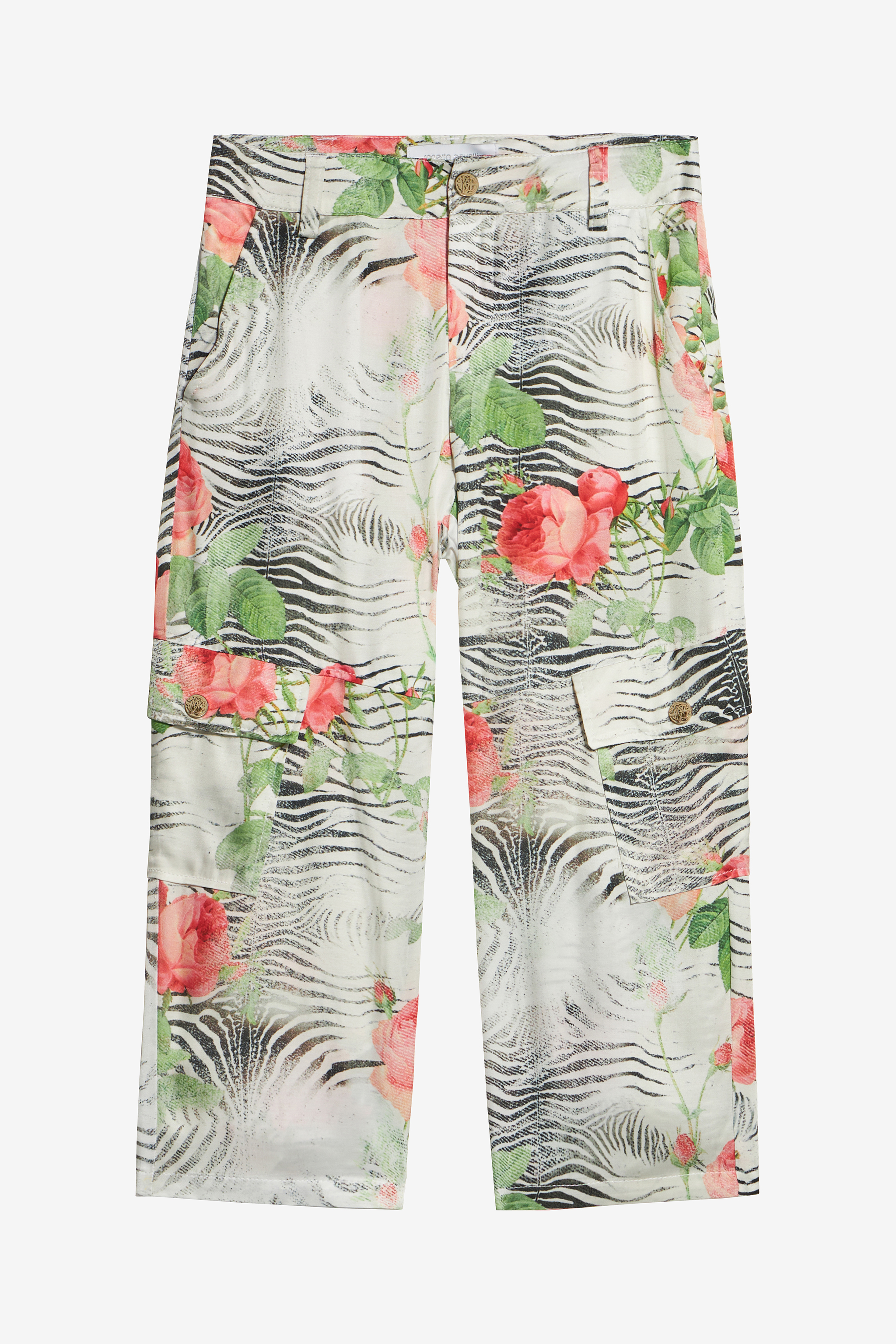 Pants With Mini Zebra And Rose Print - Female Girls (4