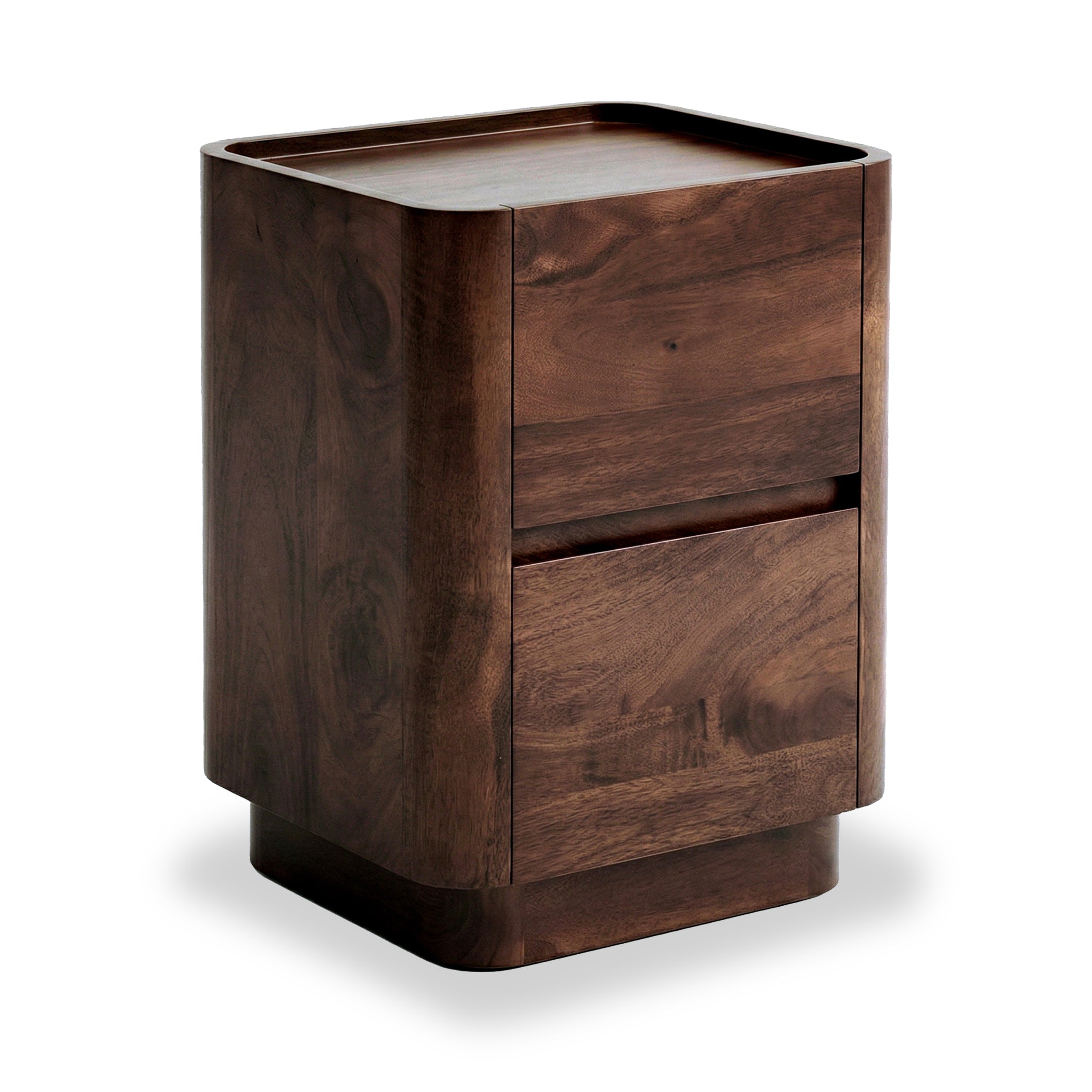 Soren Dark Stain Mango Wooden Bedside Table with Drawers | Roseland