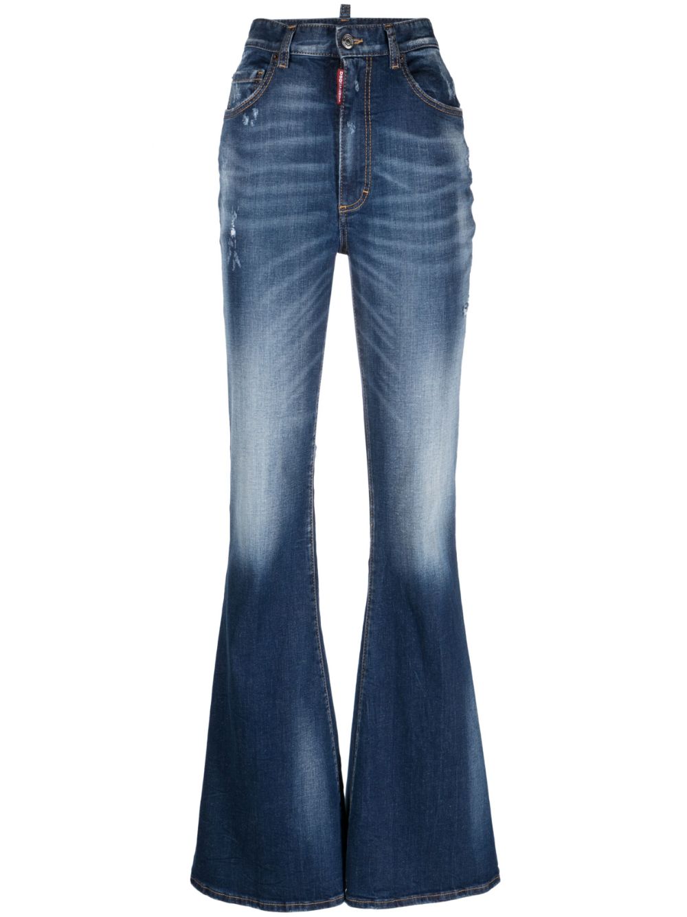 Flare washed denim pants - Blue