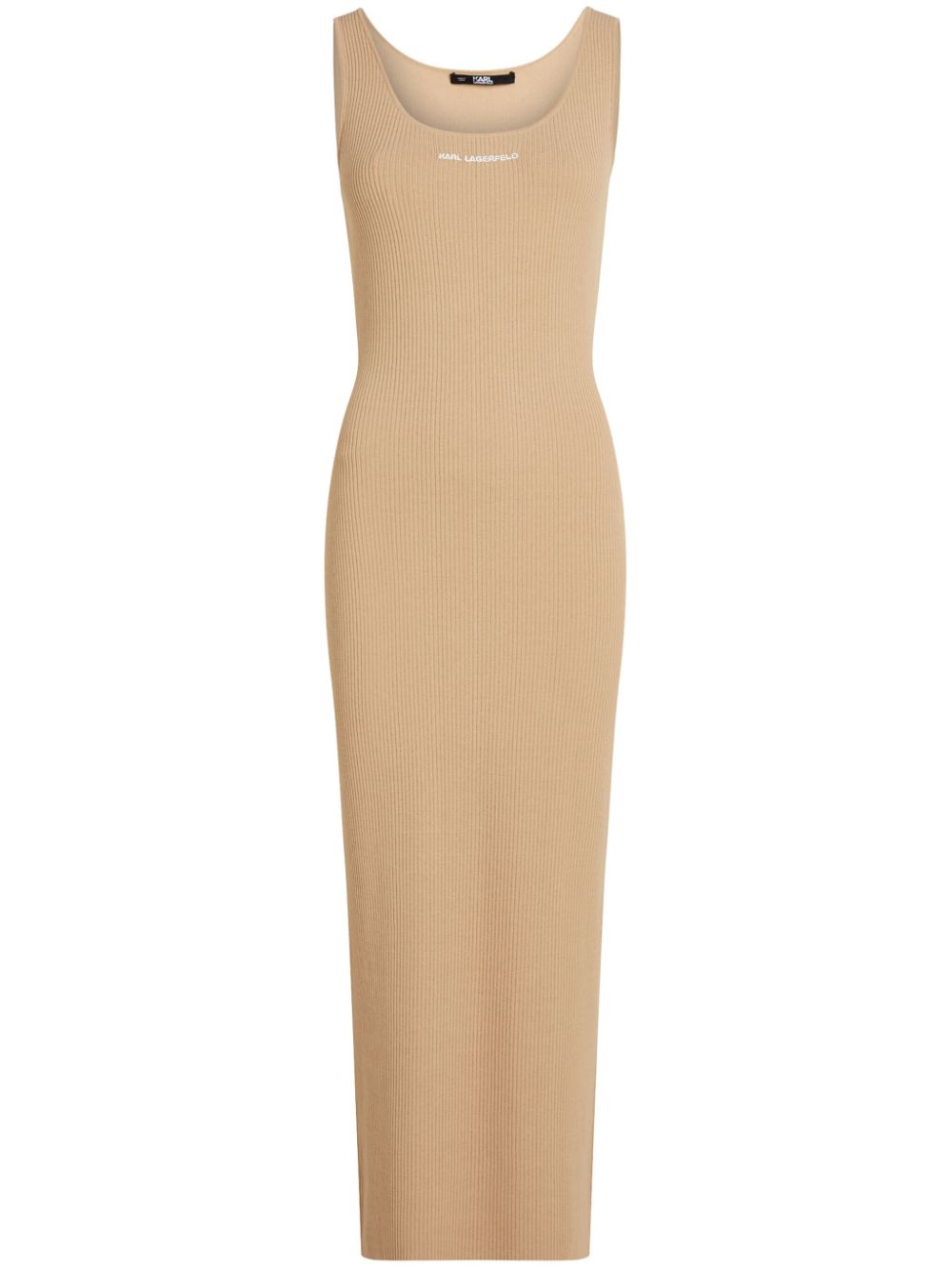 Ribbed-knit sleeveless midi dress - Neutrals
