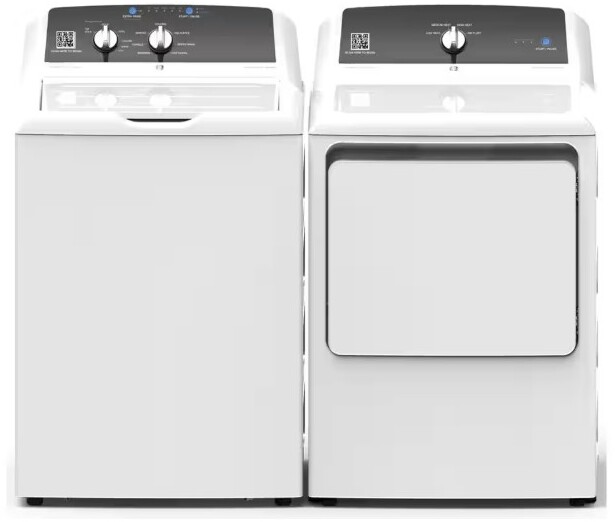 GE Side-by-Side Top Load Washer and Electric Dryer Set in White GEWADRERWB525A