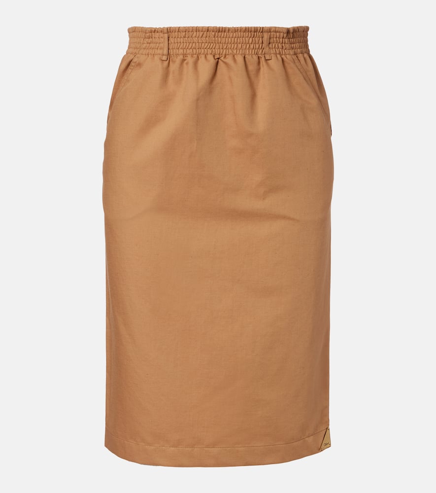 Chloé Cotton and linen gabardine pencil skirt