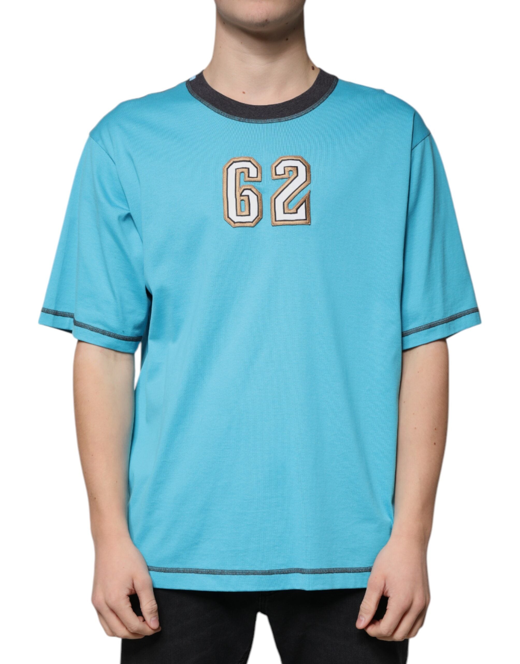 Logo-Embroidered Crew Neck T-Shirt — Blue