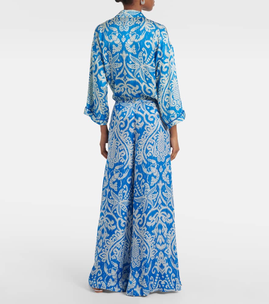 Clea high-rise printed wide-leg pants