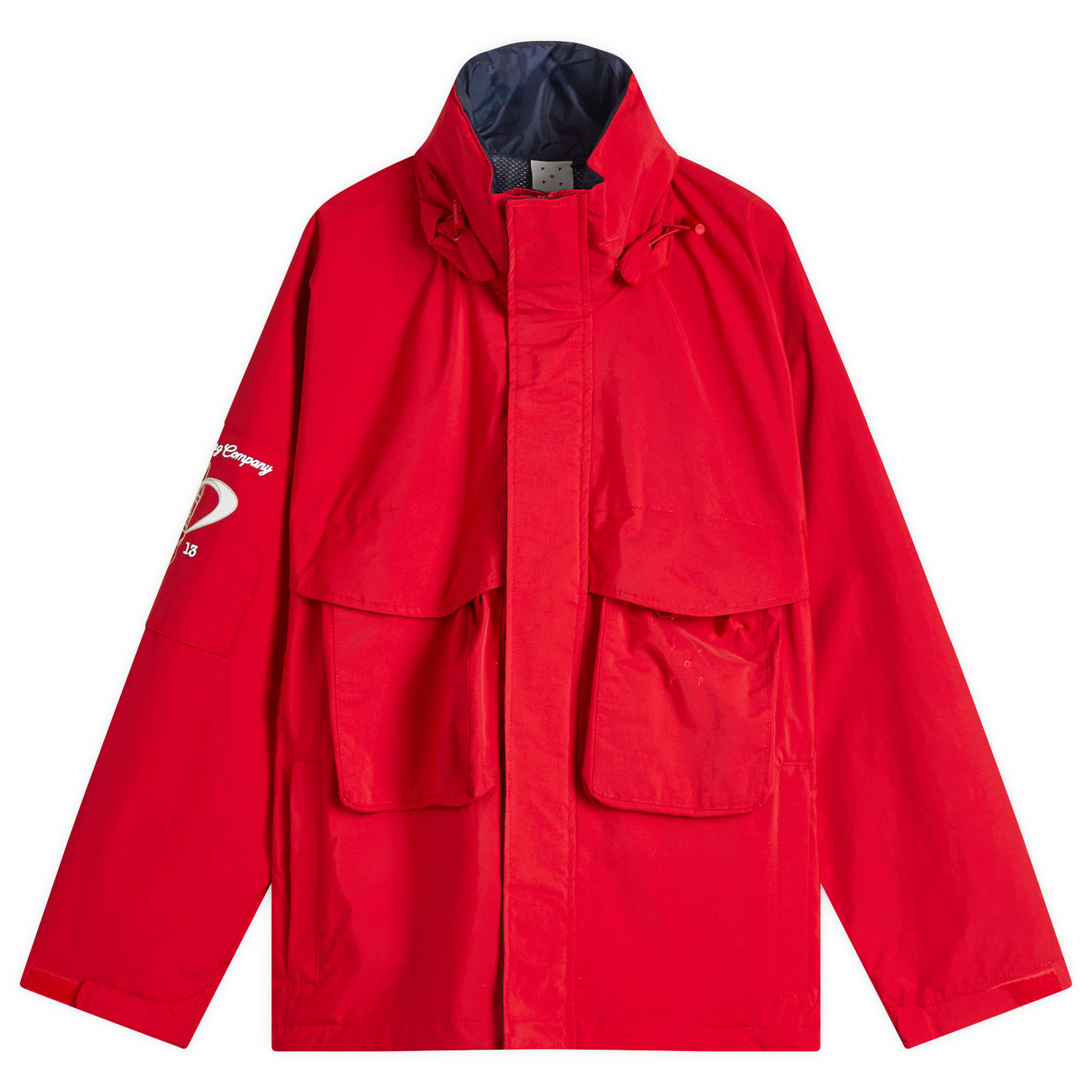 Pop Trading Company Men's Nautical Jacket in Haute Red/Navy