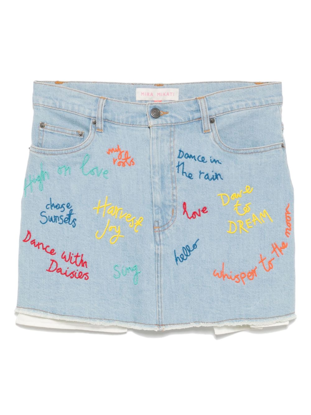 Mira Mikati beaded word denim skirt - Blue