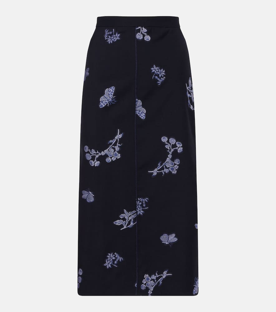 Wool and cotton jacquard pencil skirt