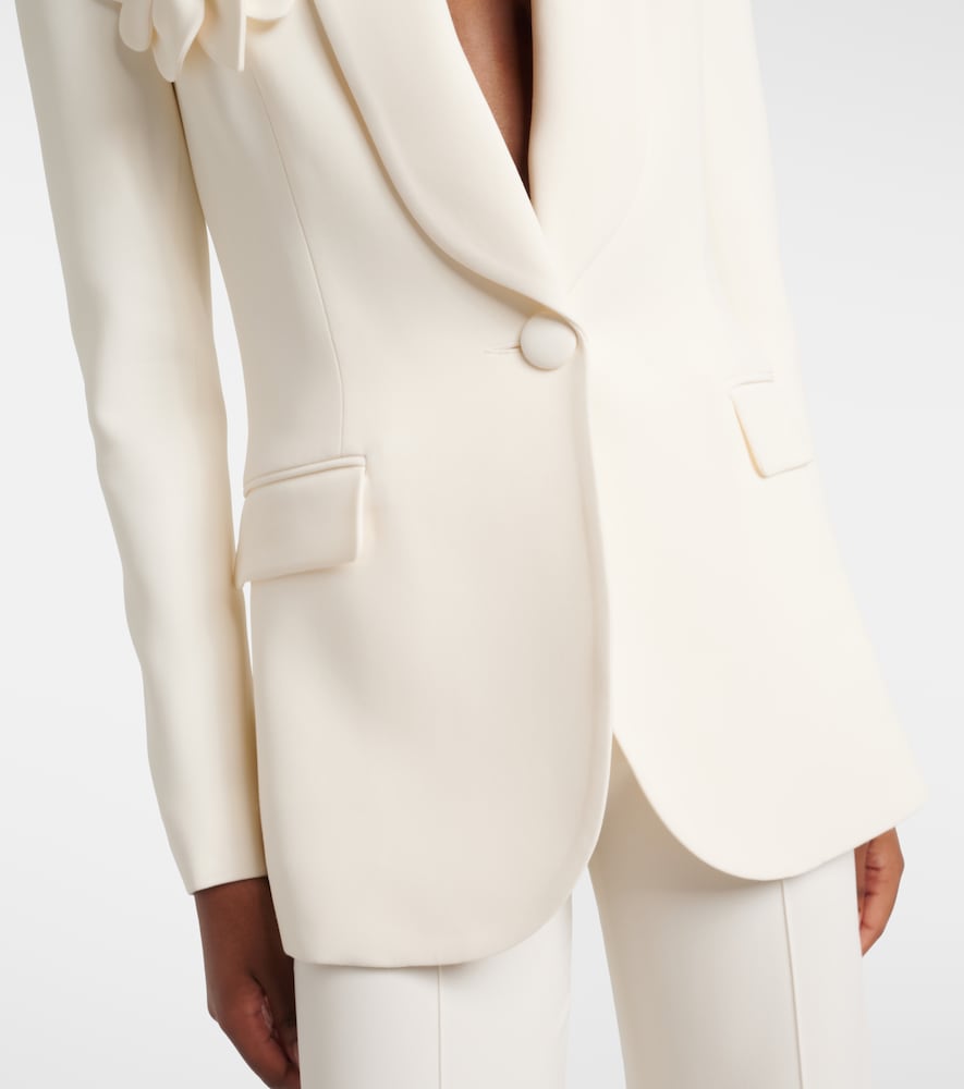 Floral-appliqué cady blazer