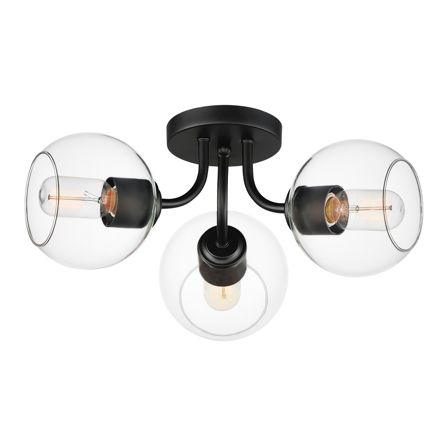 Black Three Light Semi-Flush Mount from the Knox Collection
