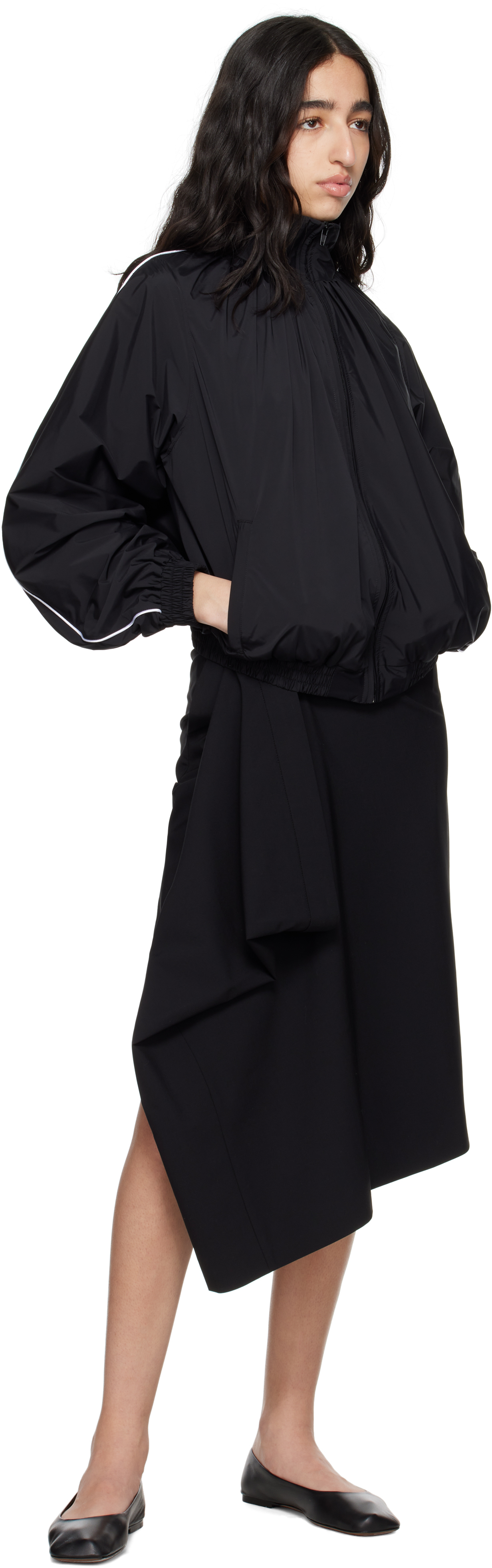 ALAINPAUL Black Extended Tailored Midi Skirt