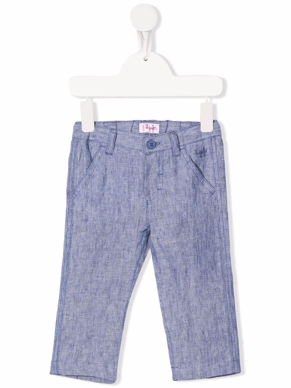 Embroidered-logo detail trousers - Blue