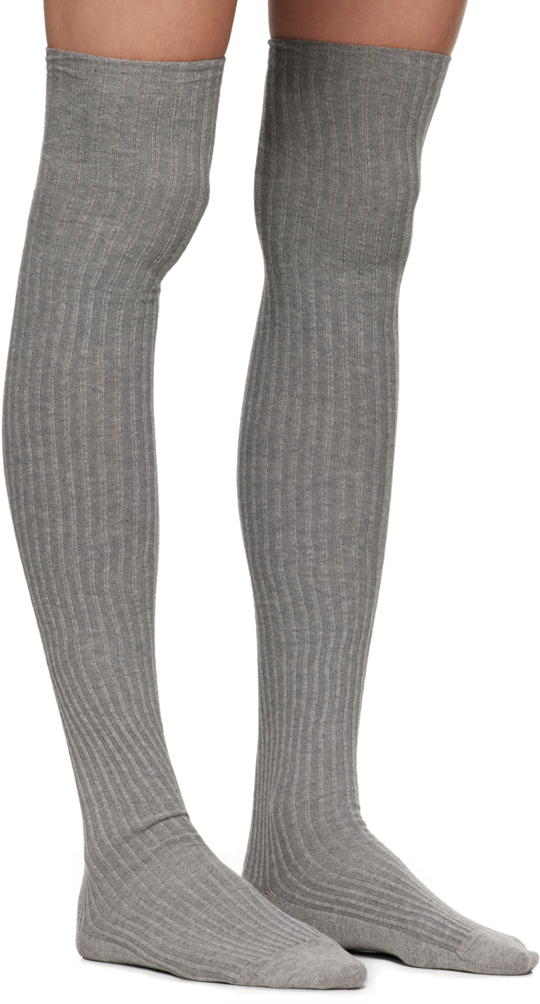 Baserange Two-Pack Black & Gray Overknee Socks