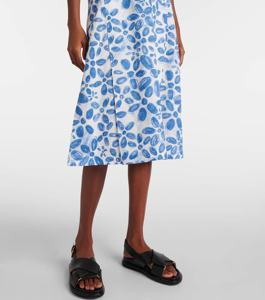 Printed cotton midi dress