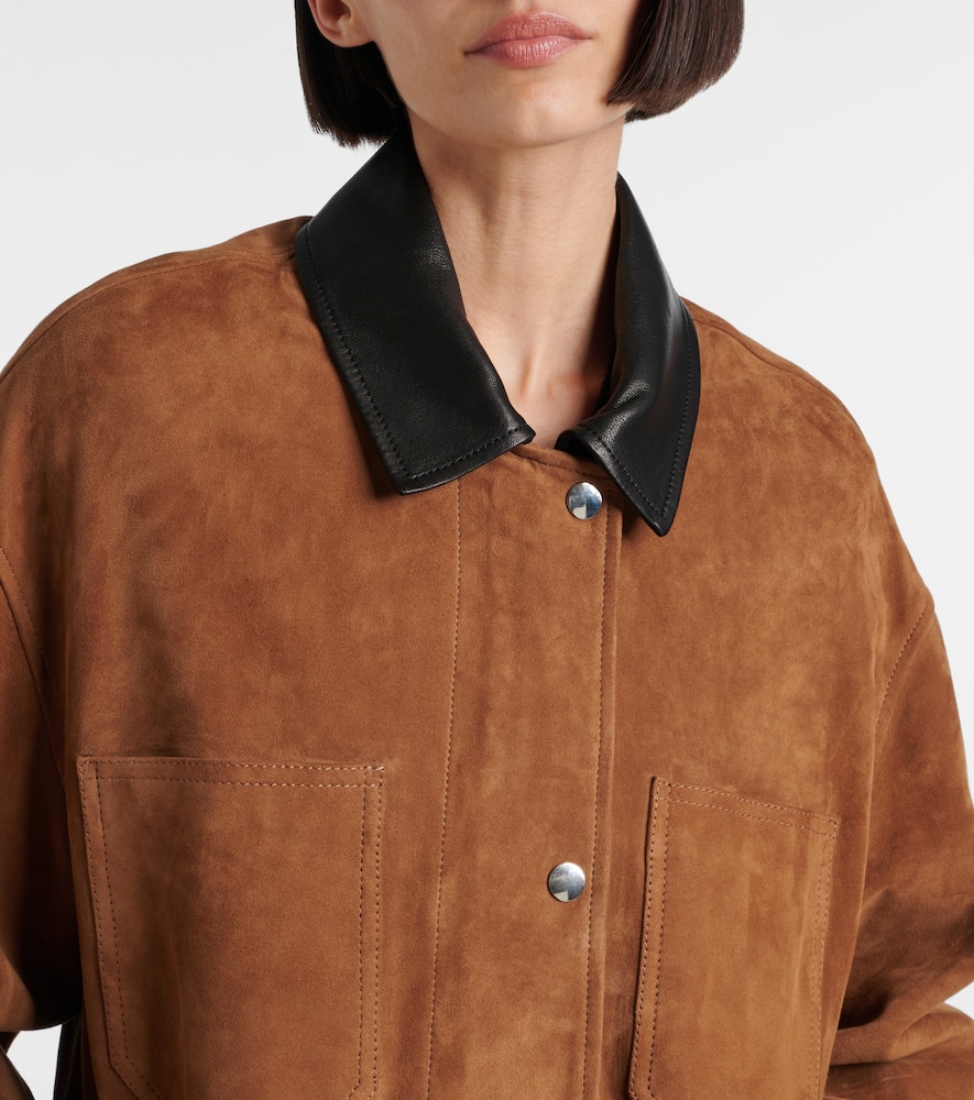 Barn leather-trimmed suede jacket