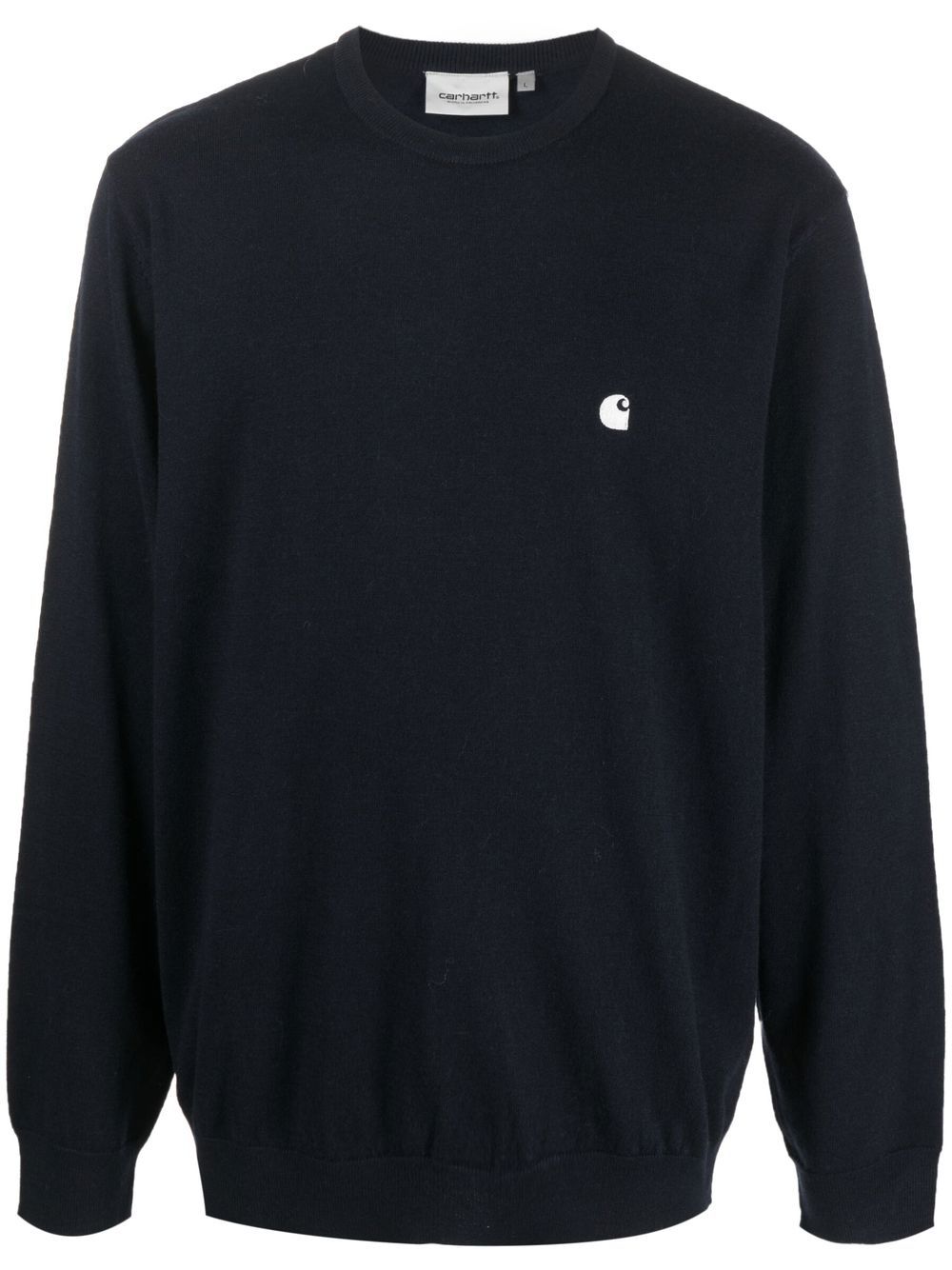Embroidered-logo crew-neck jumper - Blue