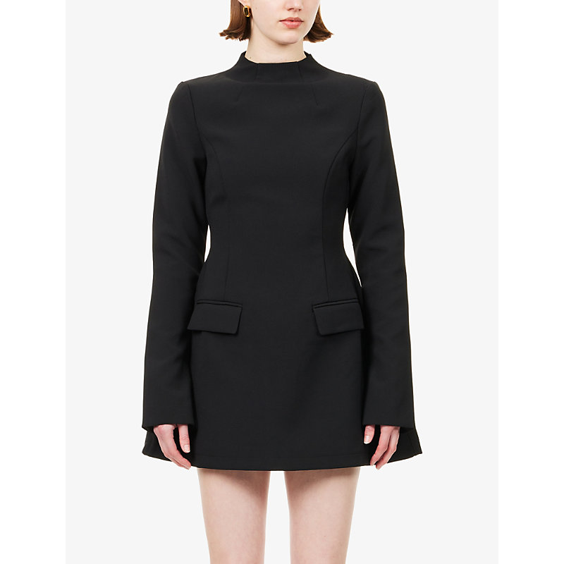 Womens Split-Sleeve Long-Sleeve Woven Mini Dress
