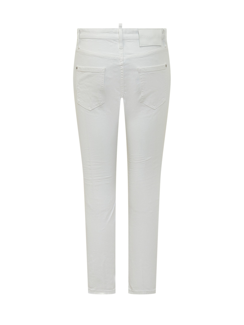 White Straight Mid Rise Jeans