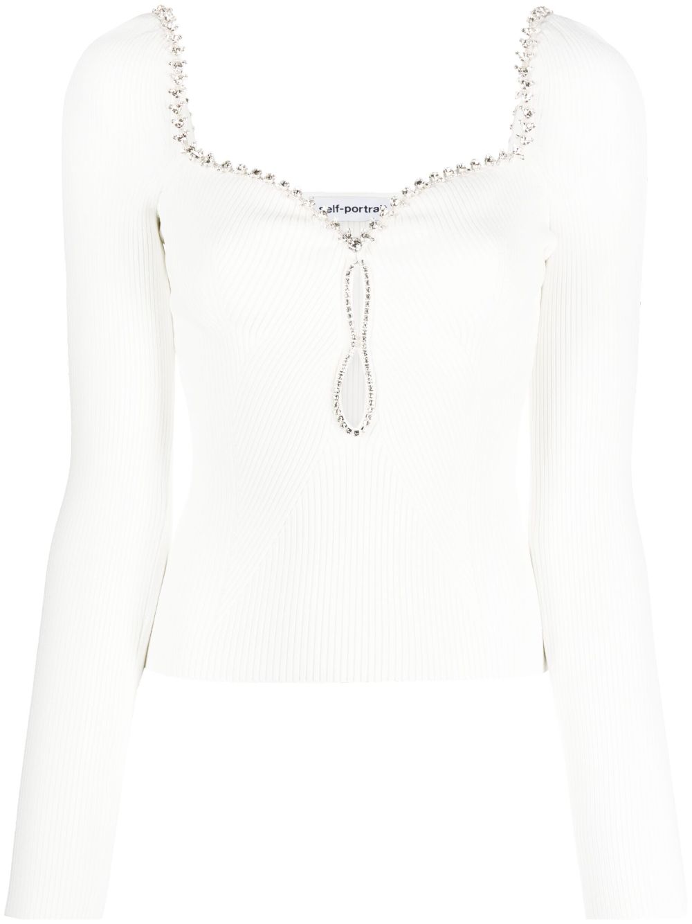 Crystal-embellished long-sleeved top - White