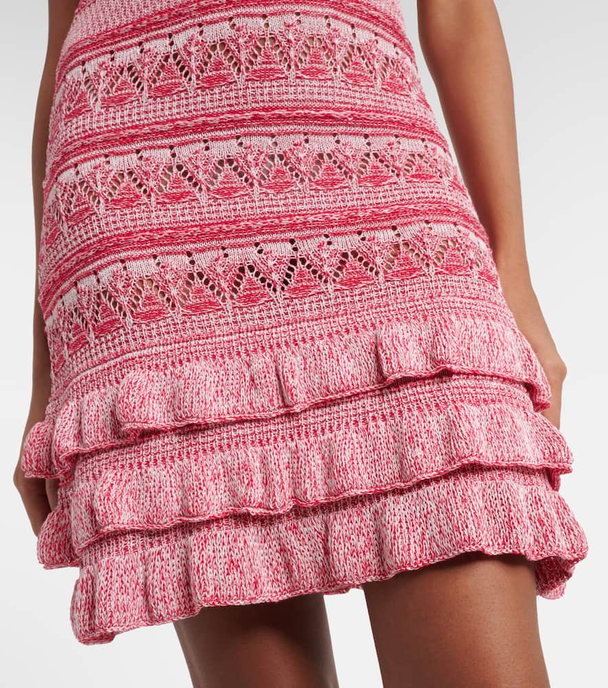 Crochet ruffled cotton minidress