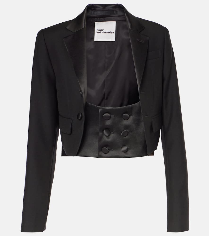 Cropped wool, mohair, and silk jacket