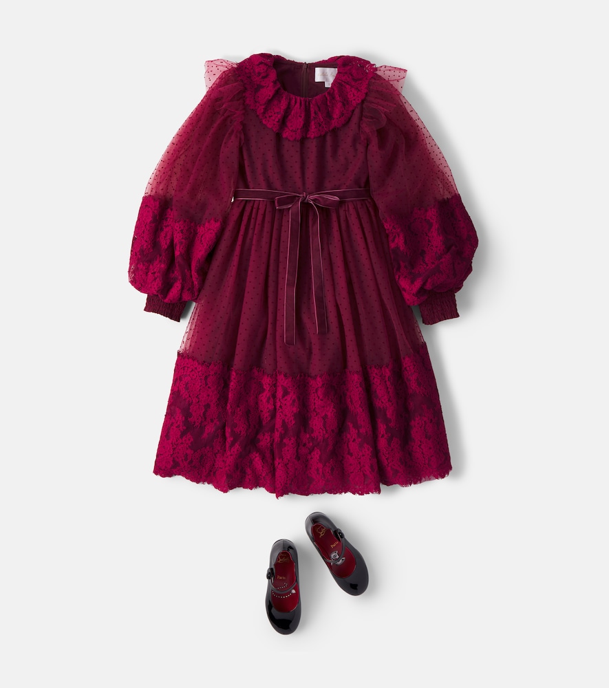 Lace-trimmed point d'esprit dress