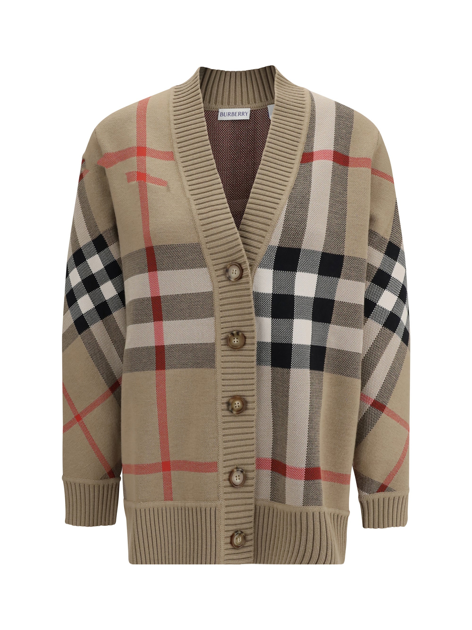 Check Archive Wool Cardigan — Beige