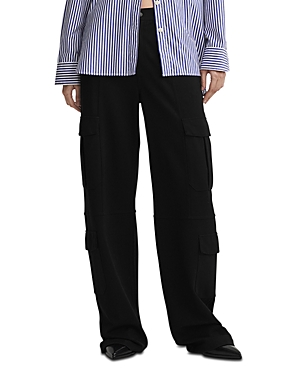 Cargo-pocket concealed-fastening straight trousers - Black