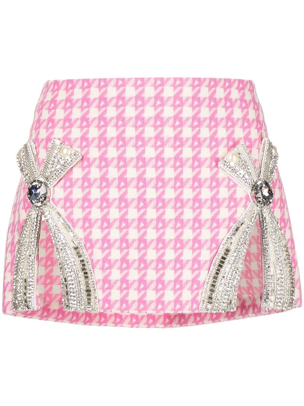 Crystal-embellished bow detail miniskirt - Pink