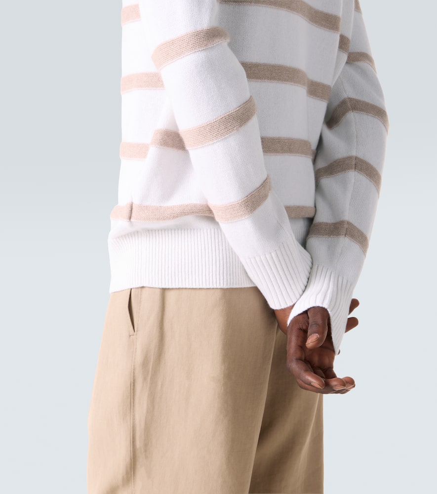 Striped cotton and cashmere sweater