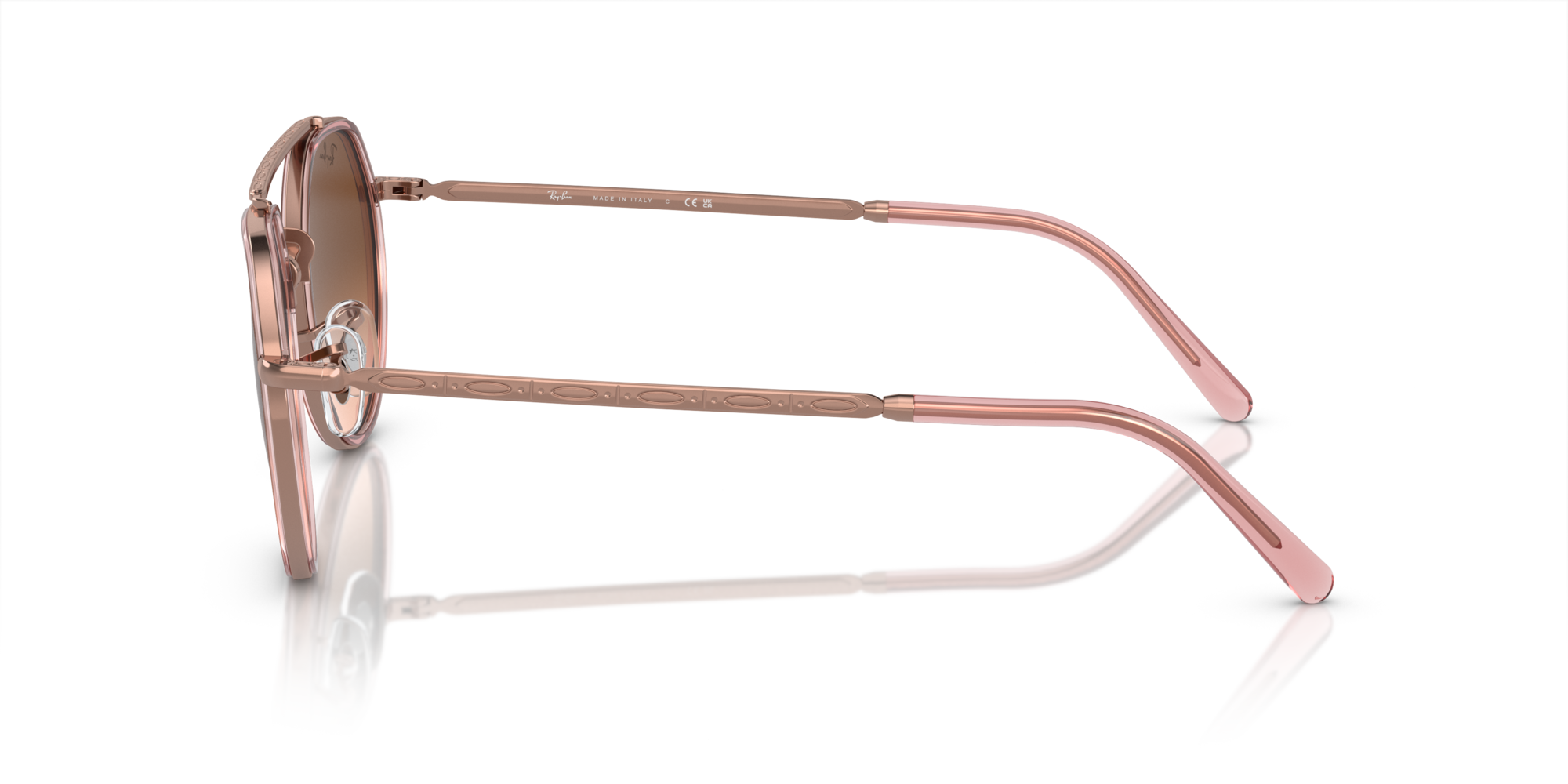 Ray - Ban Unisex Ray - Ban RB3765 9069A5 Sunglasses Metal Bronze Pink Geometric Normal Shaded