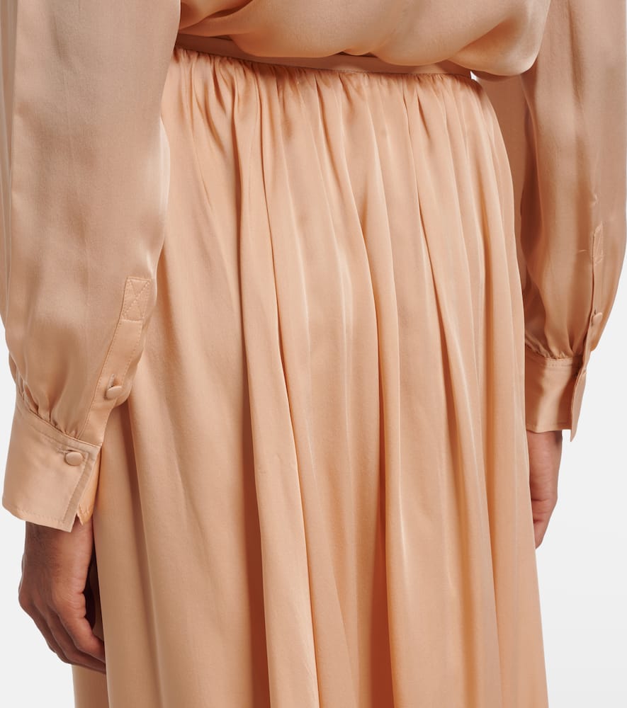 Zena ruffled silk chiffon midi skirt