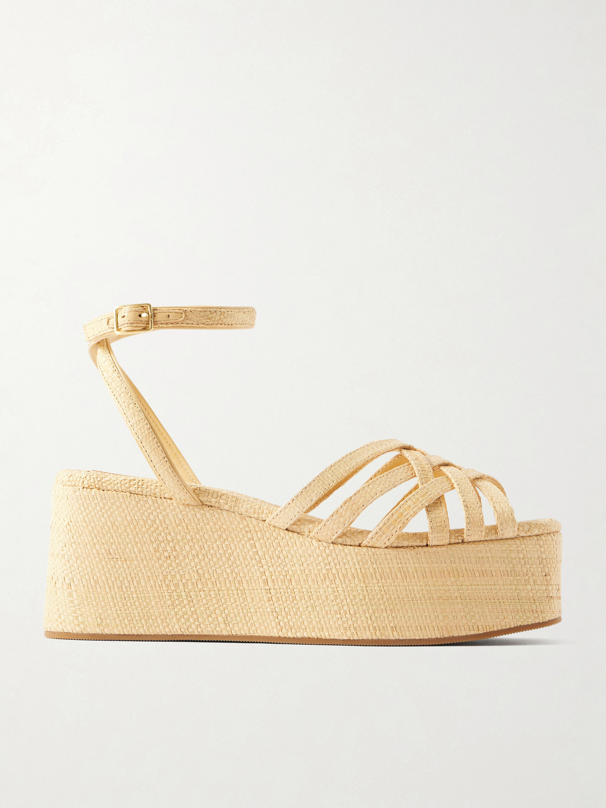 Channing Raffia Platform Wedge Sandals - Neutrals