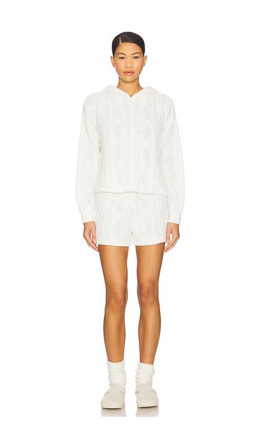 525 Sutton Chenille Cable Hoodie & Short Set in White. - XS also in L, M