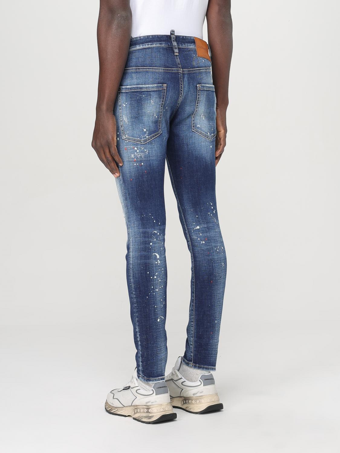 Distressed stretch-cotton slim jeans - Blue