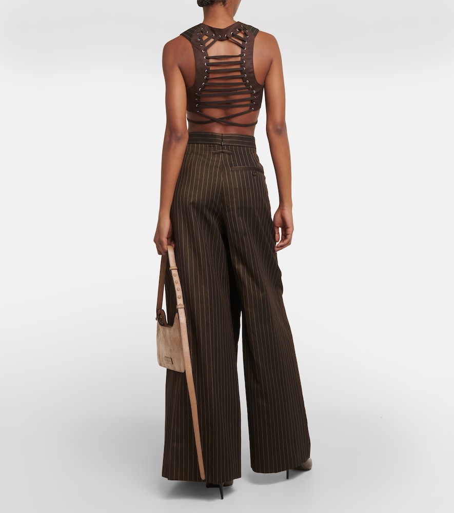 Tattoo pinstripe wool-blend maxi skirt