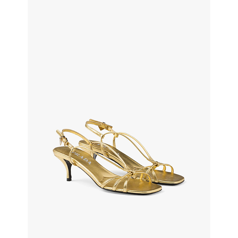 Womens Gold/silver Mordoré Metallic-leather Heeled Sandals