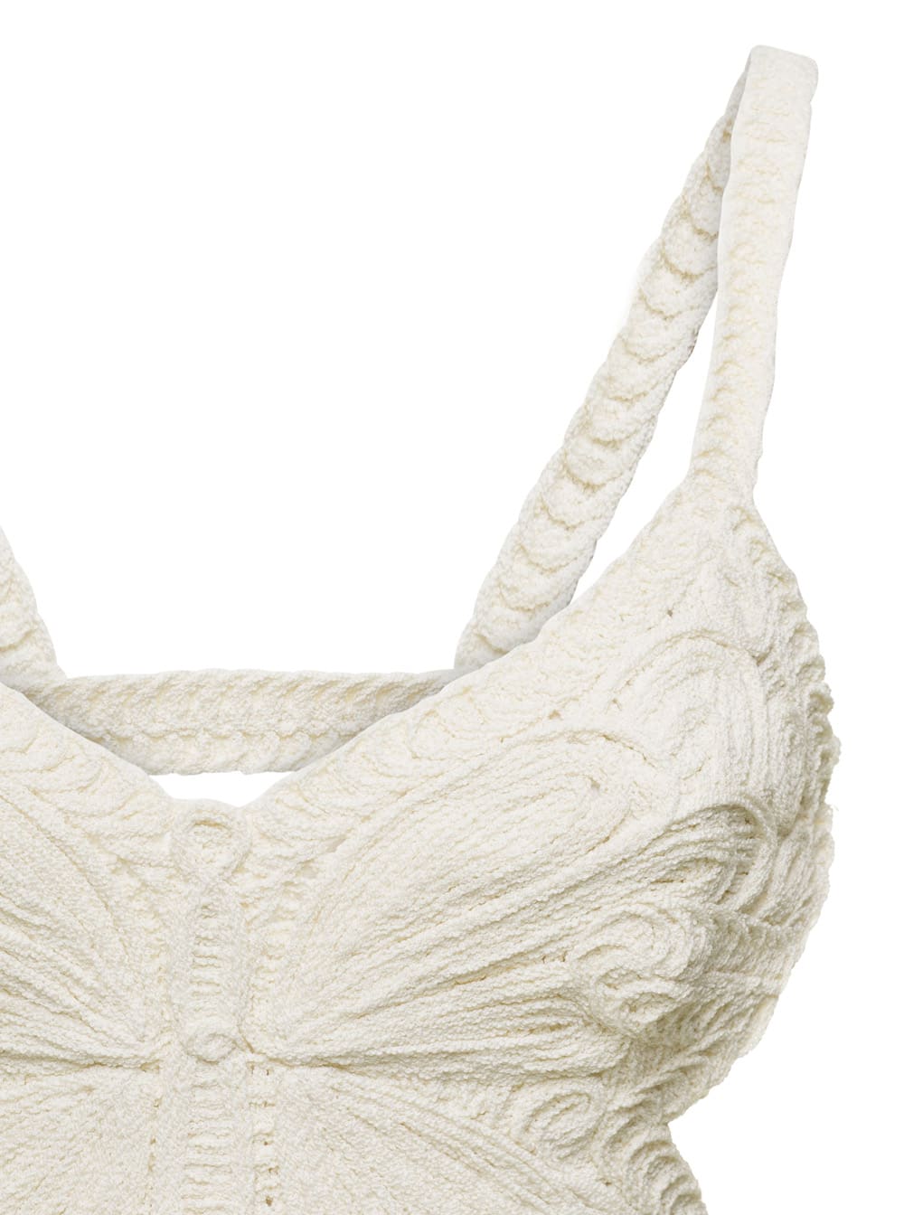 White Buttefly Sleeveless Crop Top In Cotton Blend Woman