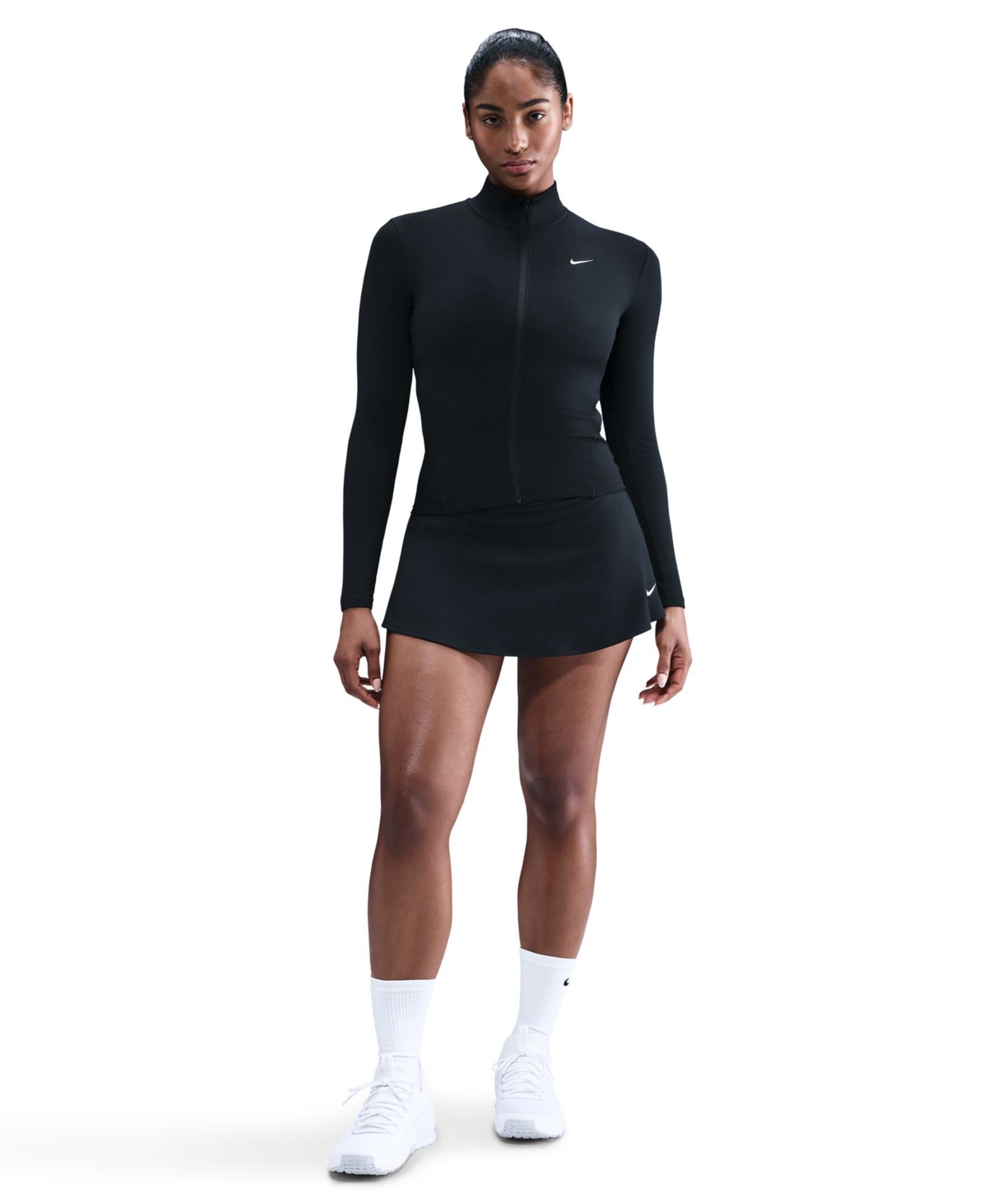 Women's Fitted Full-Zip Jacket - Black/white