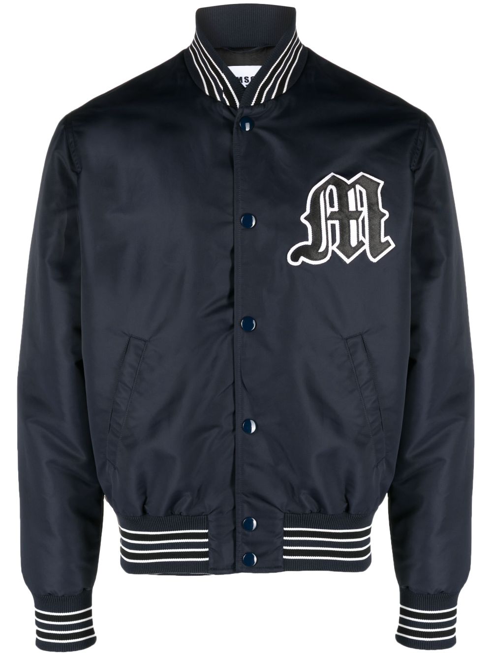 Logo-patch bomber jacket - Blue